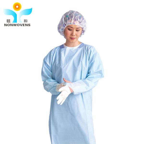 FDA Dust Proof Disposable Medical Surgical Gown Blue Anti Alcohol