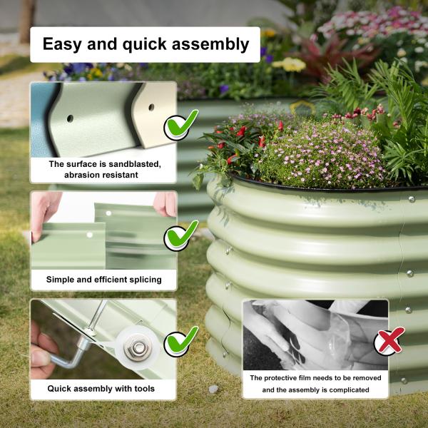 High Strength 8*3.5*1.5Ft Galvanized Oval Raised Bed Kit For Gardening