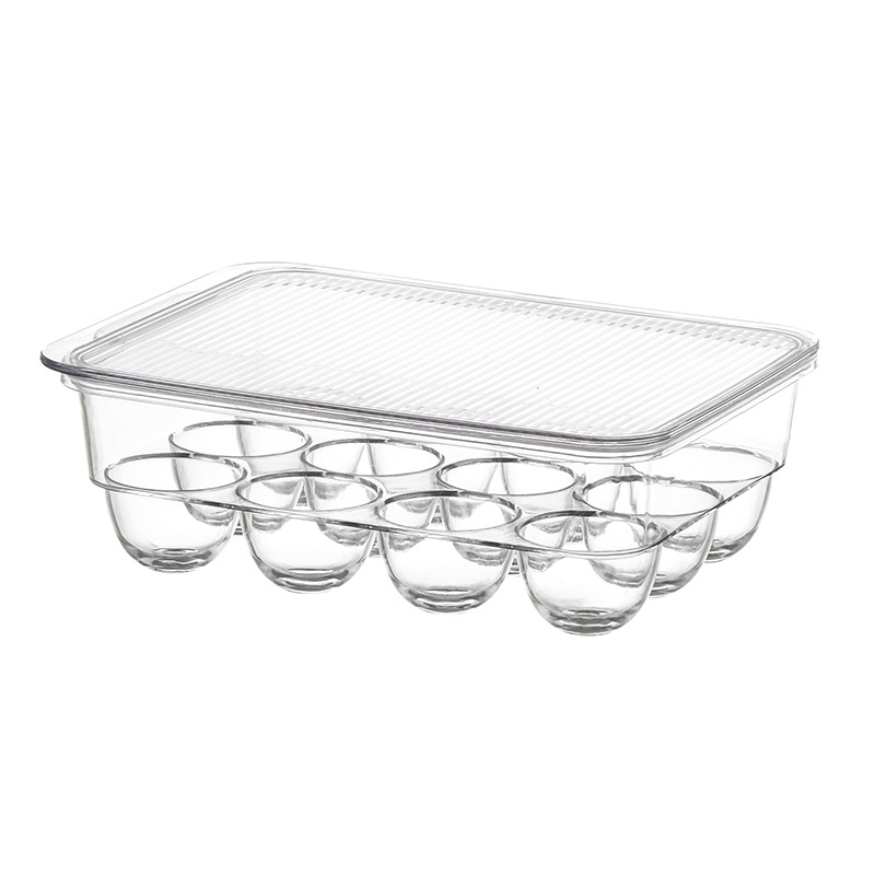 Transparent Acrylic 12-Grid Egg Storage Box with Lid Clear Refrigerator Organizer for Chicken Duck Eggs Kitchen Food Container