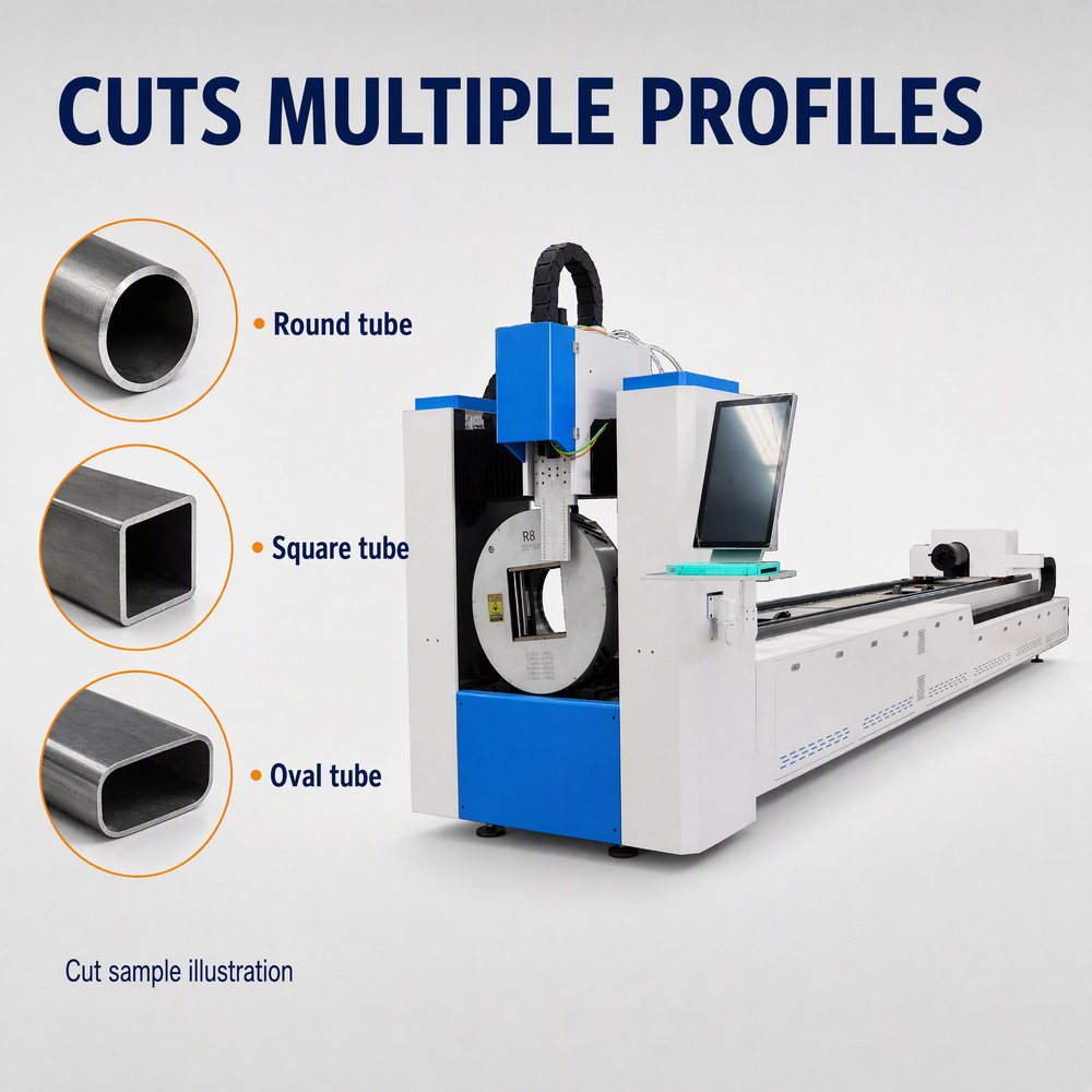 Multi-profile CNC Laser Pipe Cutter | High Precision Cutting for Round, Square and Oval Metal Tubes