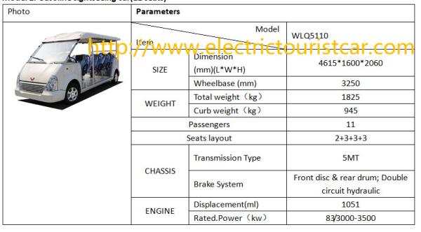Capacious 11 Seats Green Electric Shuttle Car Resort Vehicles High Performance
