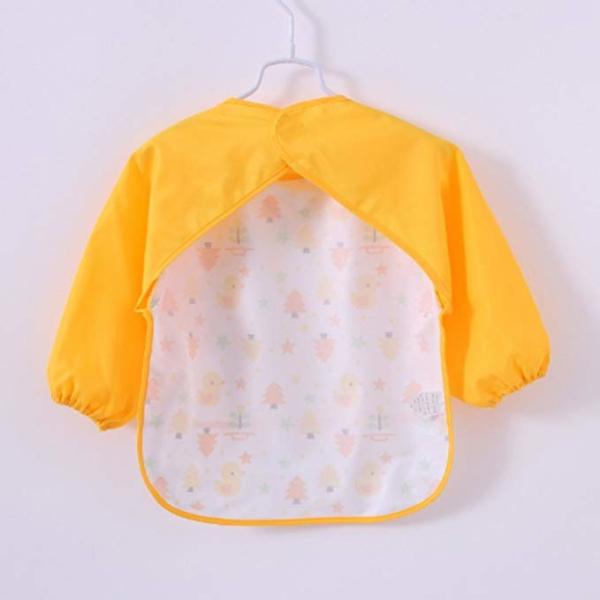 Yellow Full Sleeve Bib / Baby Smock Bib And Burp Cloth Set With Pocket