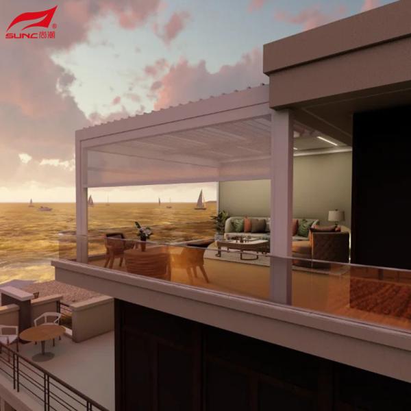 Waterproof Windproof Motorized Aluminum Pergola Customized Size 3x3m 4x4m 3x4m 3x6m 5x3m For Outdoor Scenes