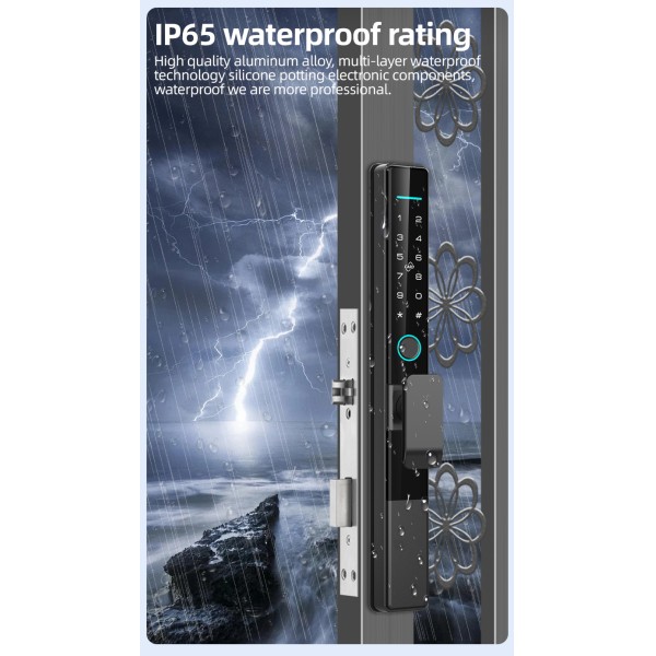 Double Sided Fingerprint Ip65 Waterproof TUYA Application Peephole Remote Door Lock Fingerprint Code Card Key Smart Door Locks