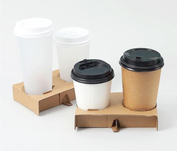 Customized Cheap Take Away Hot Drink Craft Paper Cup Disposable Kraft Tea Coffee Carrier Paper Cup Holder