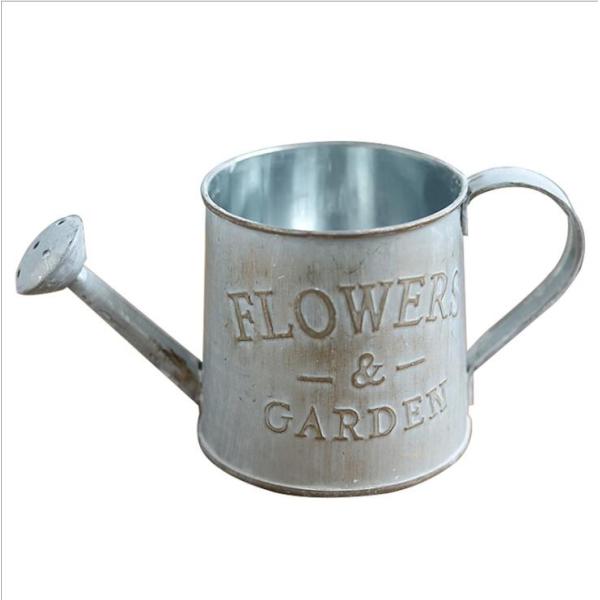 pastoral style iron metal flower vase/watering can /garden planter with rope