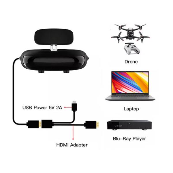 HDMI 1.4a UAV Parts Personal 3D Cinema Starter Edition Theatre Headset For Drone