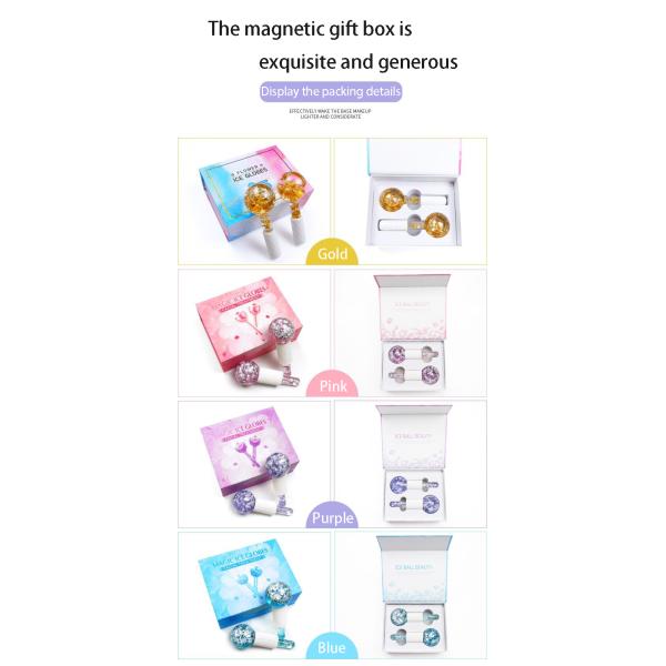 Borosilicate Glass 24K Gold Foil Ice Globes for Facial Massager to Reduce Puffiness Inflammation and Bags Under Eyes