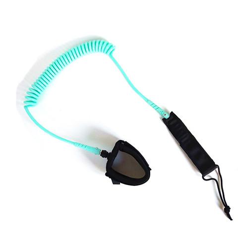 Custom Sky Blue Safety Surfboard Coiled Leg Leash Paddle Foot Leash