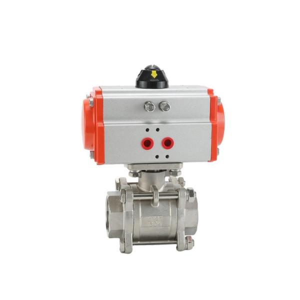 Customized and Thread Connection Form 2 Inch SS304 3 PC Ball Valve with Pneumatic Actuator