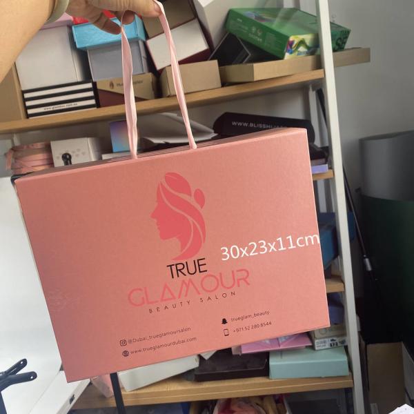 Luxury Customize Logo Printed Magnetic Gift Box With Ribbon Handle Folding Apparel Gift Box with Ribbon
