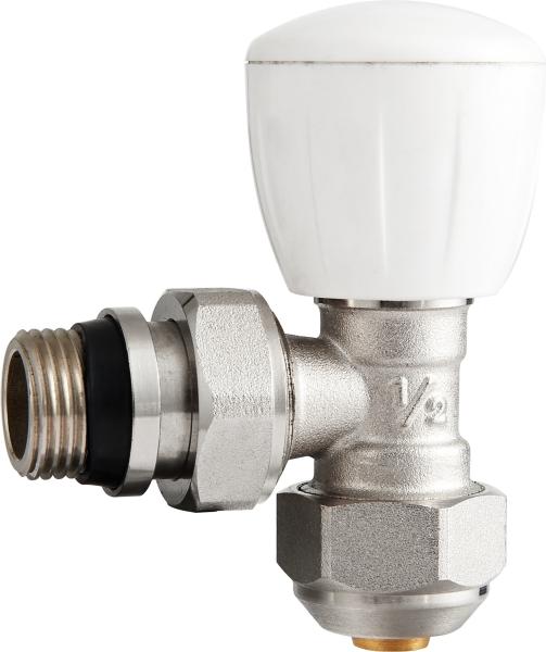 4203 Angle Type Multi-turn Brass TRV Valve for Radiator Supply DN15 Nickel Plated with AL-PL Adapter x Flex. Male Nipple