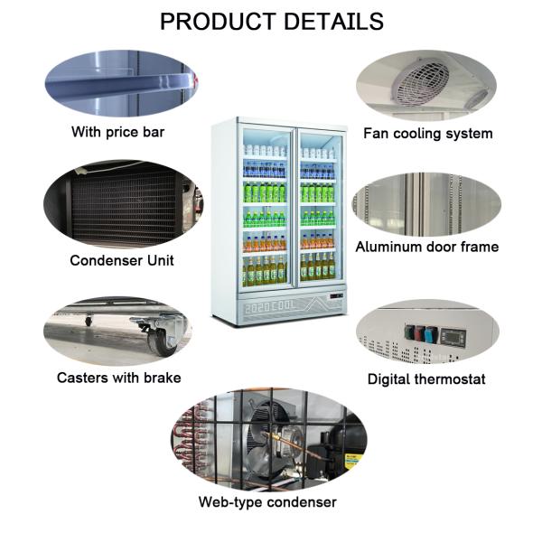 R134A Cold Drink Coolers 2 Glass Doors Refrigerator