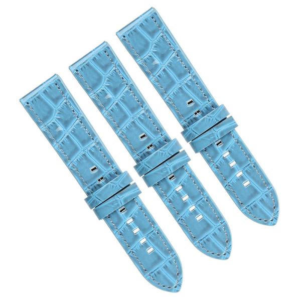 16mm Leather Watch Strap Bands , Light Blue Crocodile Watch Band
