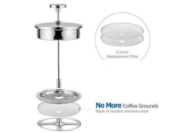 SS304 Double Wall Cafetiere French Press Coffee Pot 27 / 34 oz