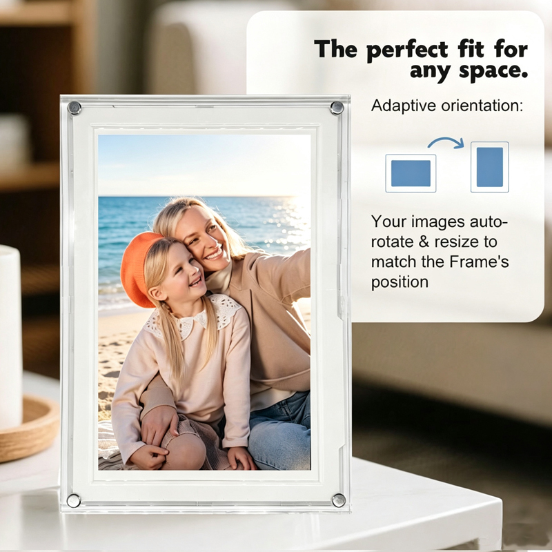 2026 New Wholesale 7 Inch Customized Your Own Acrylic Digital Photo Frames with MP4 Video & MP3 Audio Clock Function 