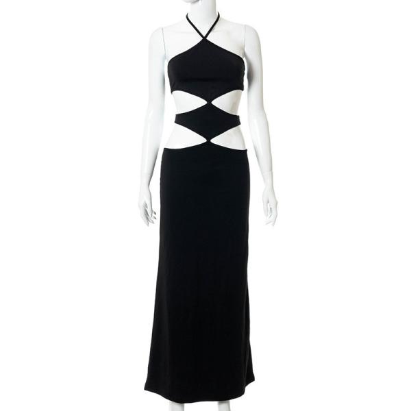 Hanging Neck Hollow Slim Sleeveless Maxi Dresses For Women