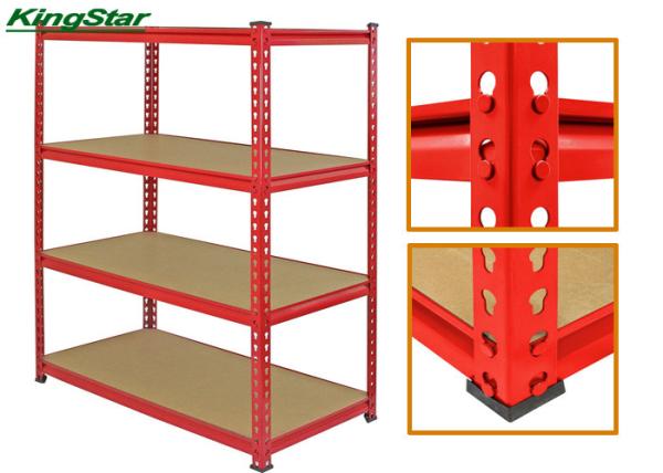 Multi Layer Bolt Free Shelving Systems , Industrial Storage Racks Heavy Duty