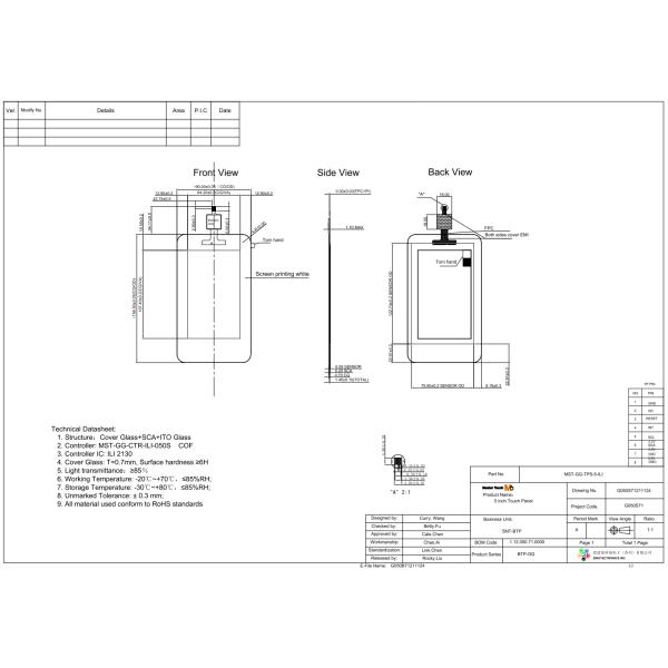 Hard Wear Glass ITO Android Touch Panel 5 Inch SITO DITO Touch Panel