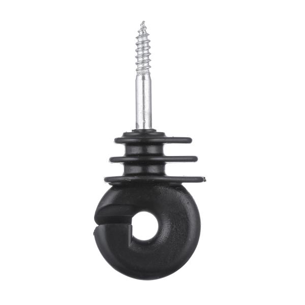 Distant Laminae Knurled Ring Insulator INS067B Black Screw-In Wood Post Electric