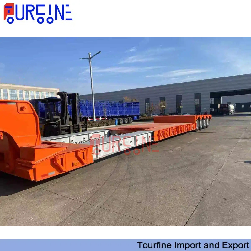 4 Axle 80 Ton Extendable Flatbed Semi Trailer for 40FT and 45FT Container Transport