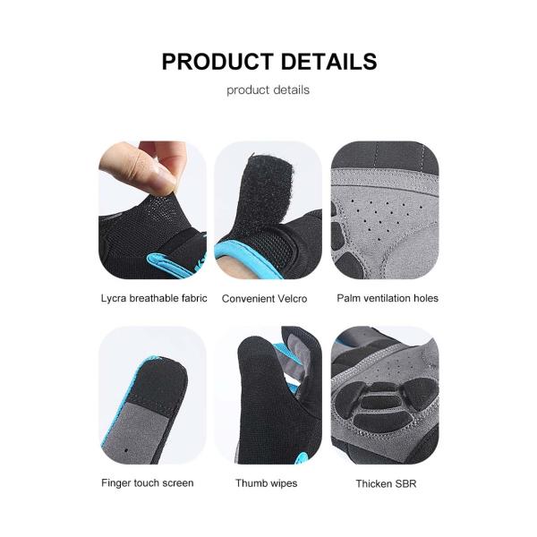 Adjustable Wrist Strap Full Finger Shock Absorbing Touch Screen Outdoor Riding Non-Slip Gloves S-M-L-XL