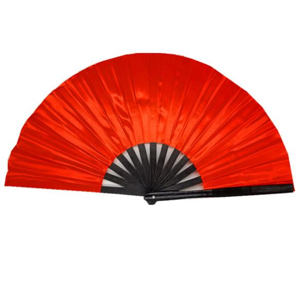 Plain Large Folding Hand Fan Fabric Loud Bamboo Kung Fu Tai Chi Hand Held Fan for Dancing Party