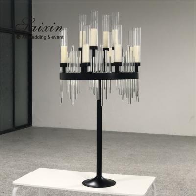 Heavy Black Metal And Crystal Candelabras For Sale  Large Standing 160cm