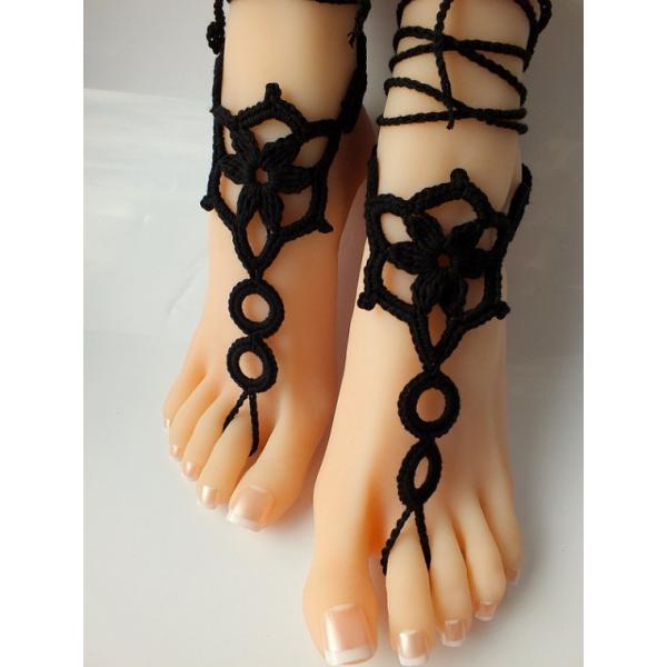 Barefoot Sandals, Nude shoes, Foot Jewelry, Wedding, Victorian Lace, Sexy, Anklet , Bellyd