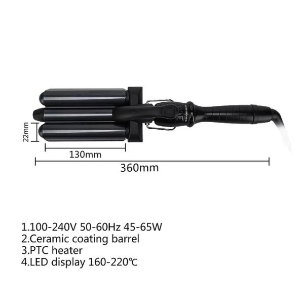 Волосы Curler волос температуры 3 бочонков регулируемые электрические колебать турмалин завивая утюга керамический
