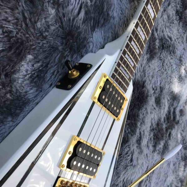 jackson custom guitar White color Golden hardwares Blocks inlay on rosewood fingerboard flying v electric guitar 6 strin
