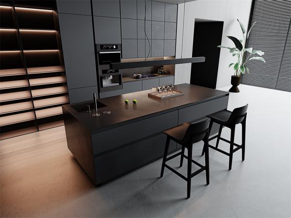 Matt Black Sintered Stone Slab 1420x2700mm for Kitchen Flooring