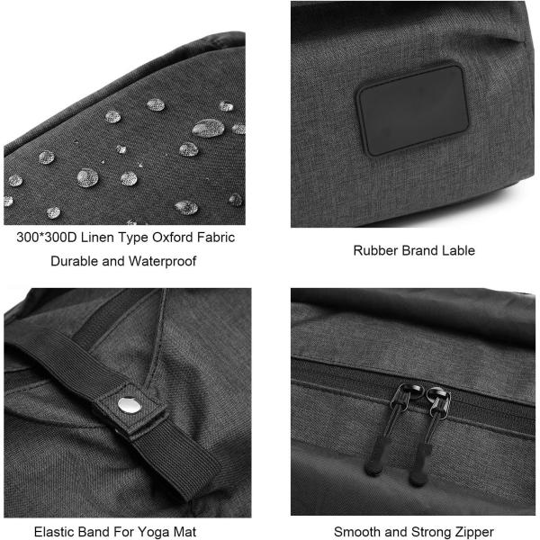 Polyester Black Yoga Gym Sports Customizable Duffle Bags With Wet Dry Storage Pockets