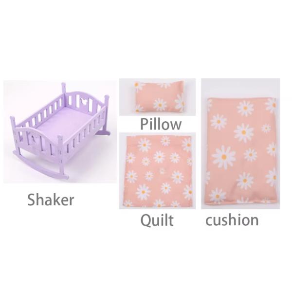 Wooden Doll House Bed Baby Crib for 6 inch Dolls Must-Have Doll Accessories for Kids