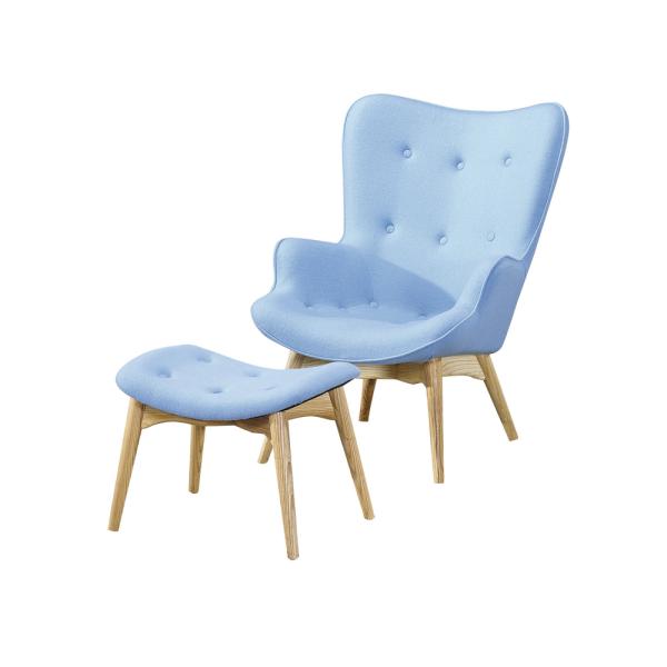 Nordic Style Fashion Wooden Lounge Leisure Chair Ottoman Upholstered Cushion