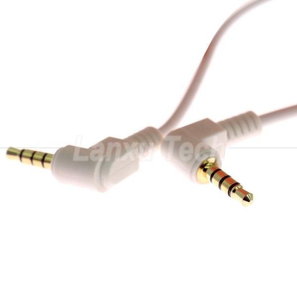90 Degree Angle Male to Male 3.5mm 3 4 Poles TRS TRRS Mono Microphone Stereo Audio Jack Patch Adapter Cable for Headphone