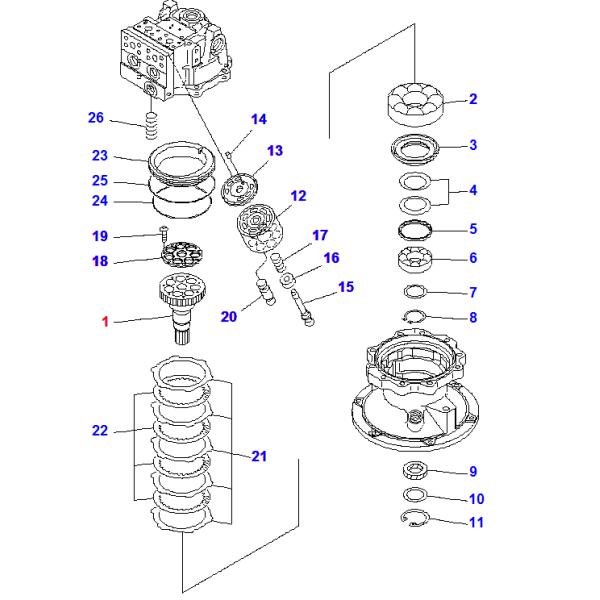 Гидравлические части насоса экскаватора частей KOMATSU PC200 для 706-7G-01041 706-7G-01040