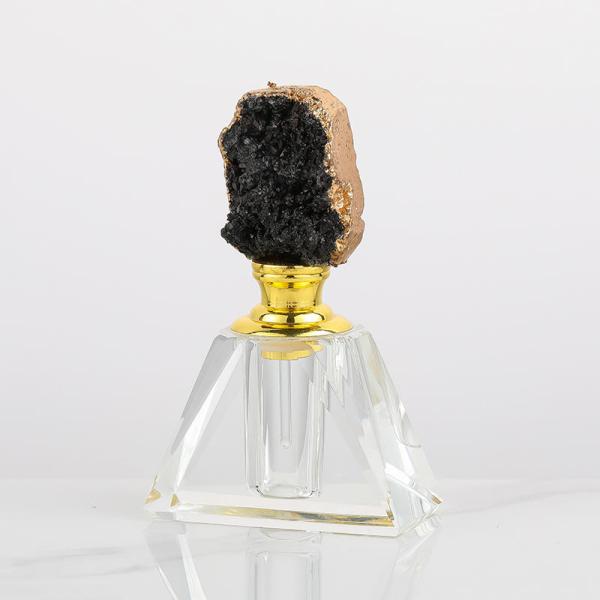 Black Quartz Stone Crystal 6oz Dubai Perfume Oud Oil Bottle Empty Attar Glass Bottle Packaging Box