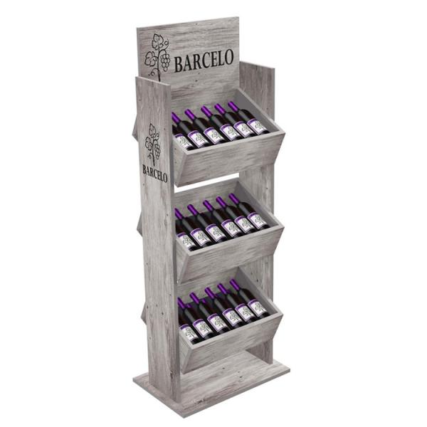 Double Sided Wine Display Stand Grocery Solid Wood Display Stand For Tequila