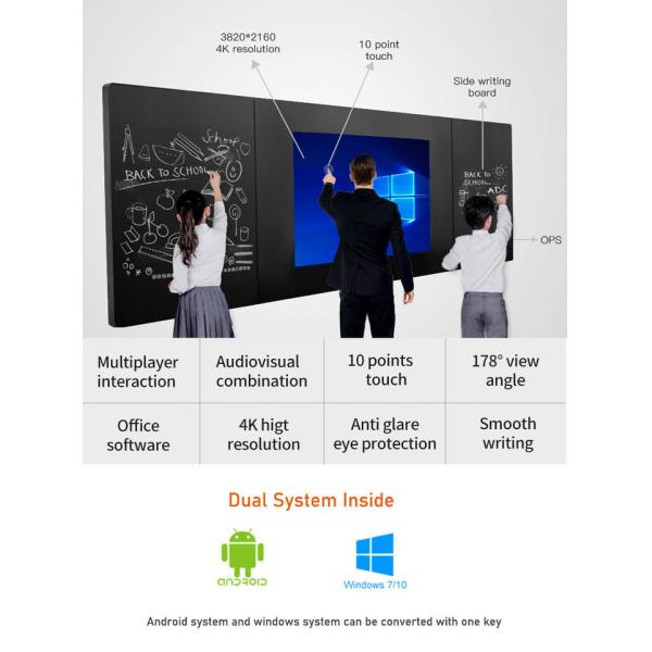 86 Inch 4K Smart Nano Blackboard with 10 Point IR Touch Panel for Interactive School Teaching