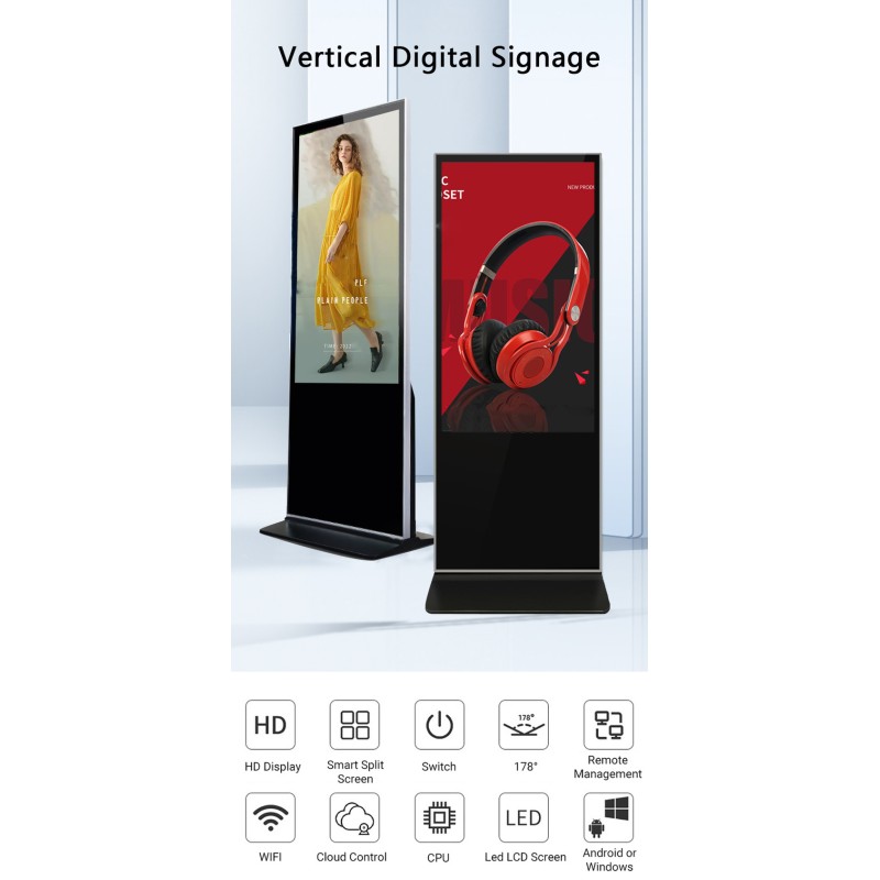 43 Inch Full Color Advertising Digital Display Retail Store Digital Signage 350 Nits