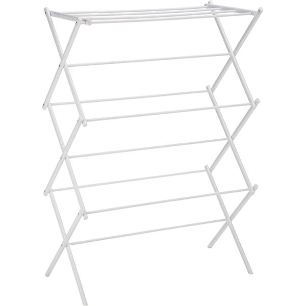 White Foldable Alloy Steel Clothes Drying  Laundry Rack
