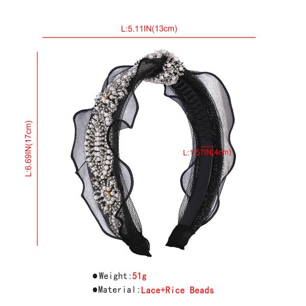 Hair accessories headbands Lace fabric beaded knot hoop Net red temperament high cranial top hair accessories