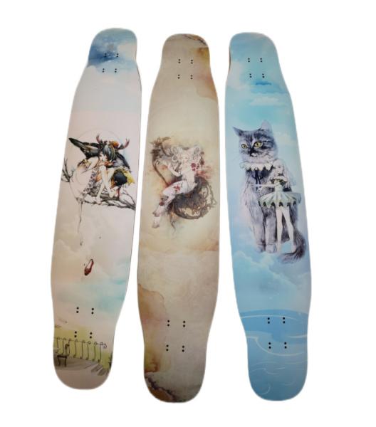 Custom Printed Free Dancing Longboard Deck 9.0 Inch Environmental Friendly