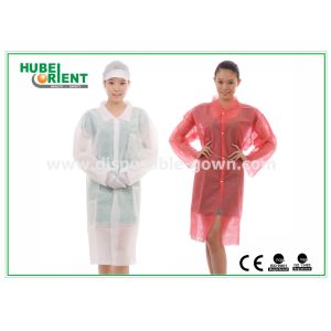With Shirt Collar Knitted Cuff Disposable Lab Coats Made By Breathable Non Woven