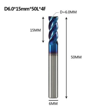 4 Flutes Solid Tungsten Carbide End Mill HRC50 For Stainless Steel