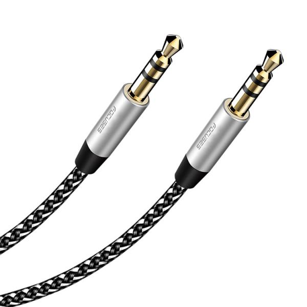 FCC Beveled Stepdown Male To Male Stereo Audio 3.5mm  Aux Cable For Cellphone  | Nylon Braided Stereo Audio Cord for Car