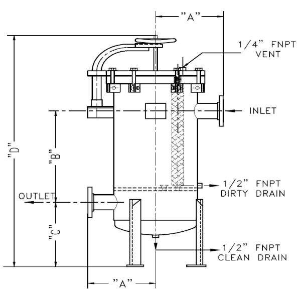 9.75 Filtre à cartouches multiples 150 Psi-0,6mpa Max. Pression 2 Entrée/sortie