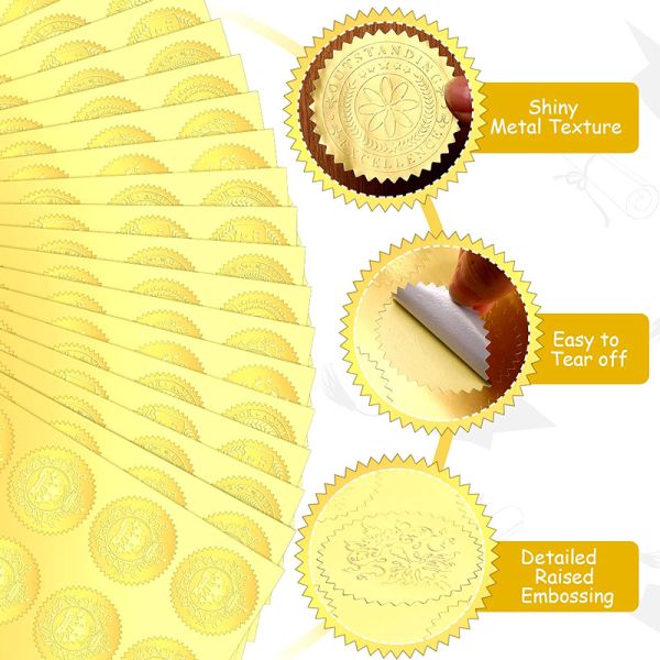 Vintage Gold Envelope Seals Stickers Adhesive Seal Embossed Foil