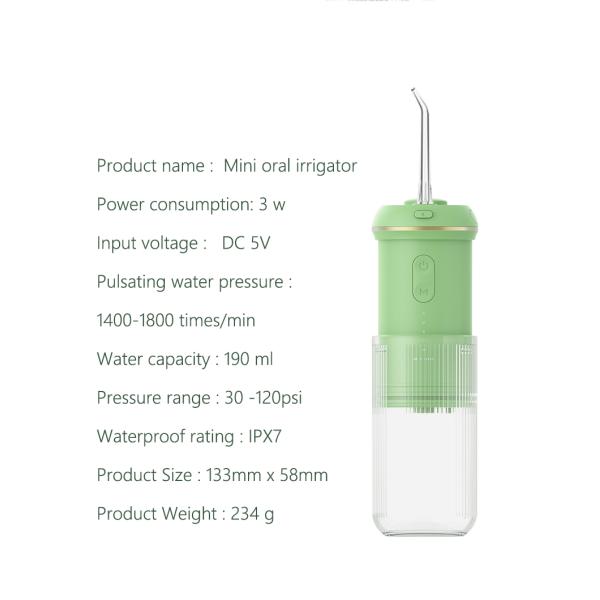 190ML Foldable Electric Flosser Waterproof IPX7 Dental Water Flosser